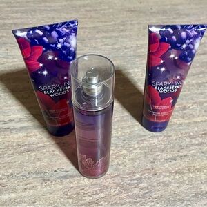 Bath & Body Works Retired Sparkling Blackberry Woods Fragrance Mist & Cream Trio